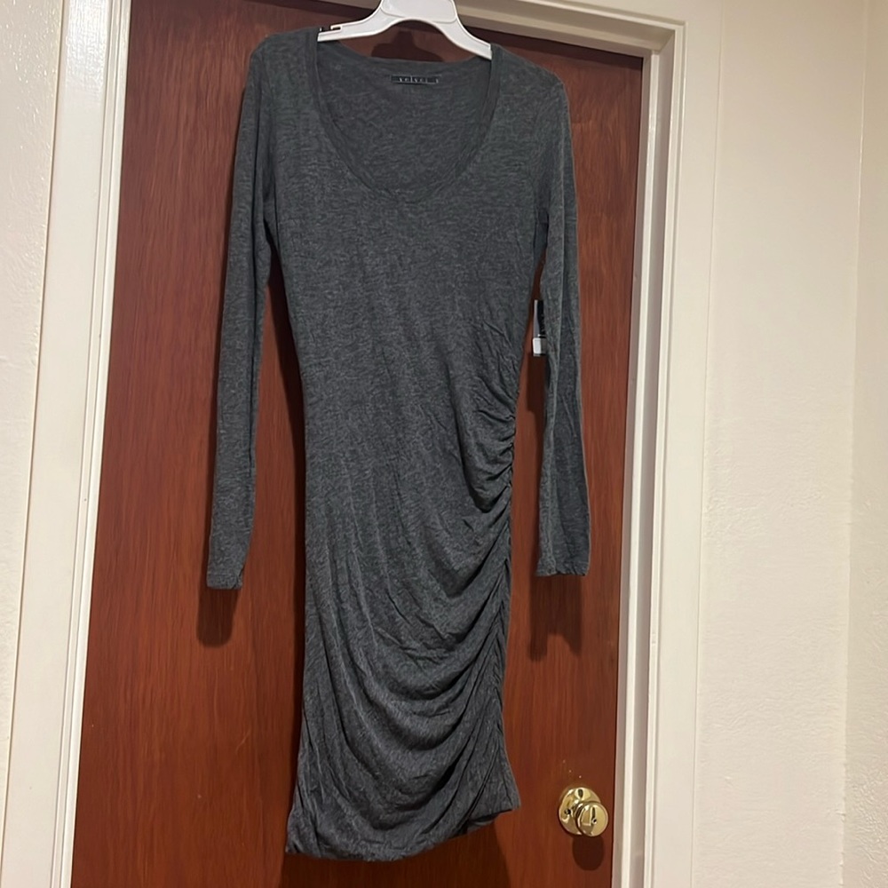 Grey long sleeve dress with side detail